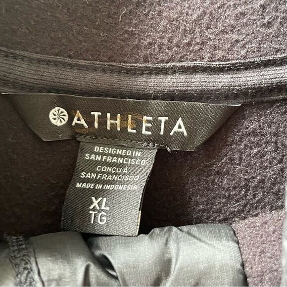 NWT ATHLETA Cozy Sherpa Snap Sweatshirt Size XL Black - Picture 9 of 16